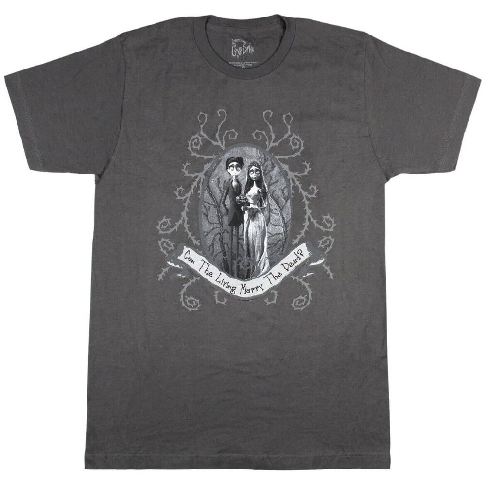 Corpse Bride T-Shirt Mens LARGE Can the Living Marry the Dead Tim Burton